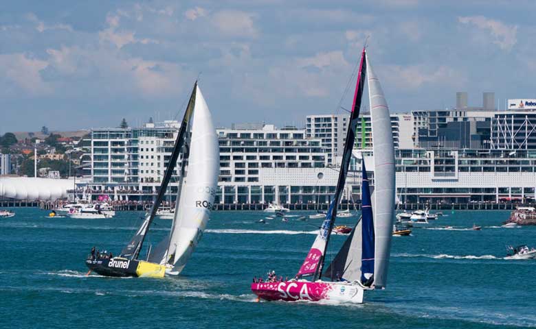 Volvo-Ocean-In-Port-Race,-Waitemata-Harbour,-Auckland